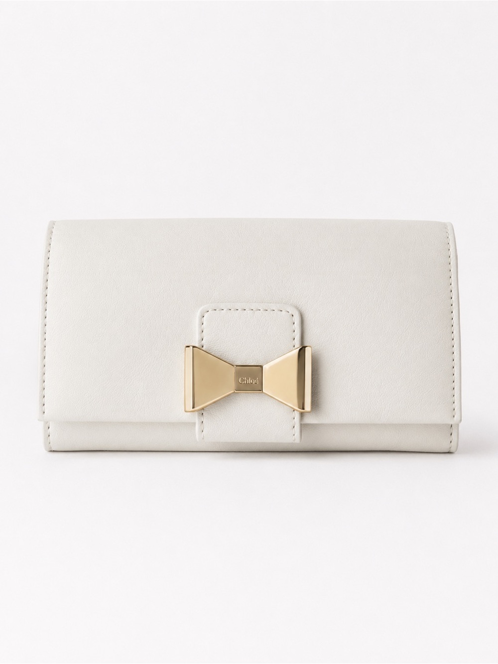 Chloé Lily Bow Ivory Leather Continental Wallet